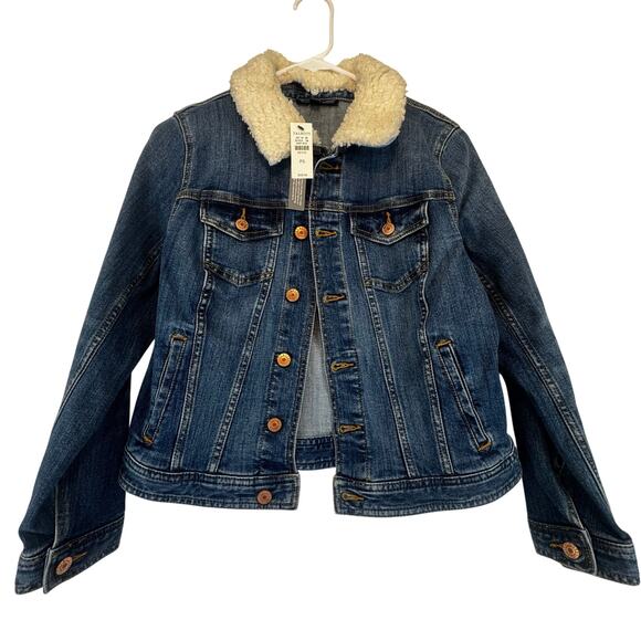 NWT Talbots Denim Jean Jacket Faux Shearling Collar Gilmore Girls Size SP Rory - Picture 1 of 9